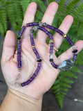 Amethyst/ Black Tourmaline In Quartz/ Smoky Herkimer Diamond Copper Necklace
