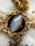 Grey Moonstone Copper Ring Size 6