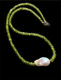 Peridot & Pearl Beaded Sterling Silver Necklace