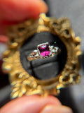 Garnet Sterling Silver Ring Size 6.25