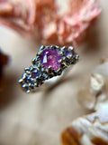 Milk Sapphire Crown Sterling Silver Ring Size 6.5