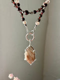 Rutile/ Garnet/ Smokey Quartz Beaded Sterling Silver Necklace