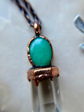 Chrysoprase/ Clear Quartz Point Copper Necklace
