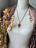 Mandala Clear Quartz/ Amethyst/ Obsidian Copper Necklace