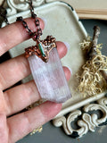 Raw Kunzite With Pink Tourmaline & Raw Tourmaline Copper Necklace