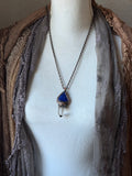 Lapis Lazuli/ Rare Silver Rutile Copper Necklace