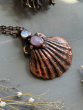 Kyanite/ Rainbow Moonstone/ Sea Shell Copper Necklace