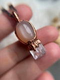 Peach Moonstone & Raw Danburite Copper Necklace