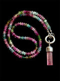 Raw Paprok Tourmaline & Watermelon Tourmaline Beaded Sterling Silver Necklace