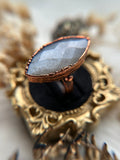 Grey Moonstone Copper Ring Size 6