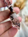 Rare Hematite In Quartz with Garnet Copper Necklace
