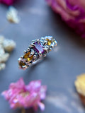 Pink & Yellow Sapphire Sterling Silver Ring Size 7