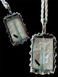 Rare Blue Tourmaline In Quartz Sterling Silver Necklace