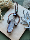 Rare Dumortierite/ Raw Hessonite Garnet/ Herkimer Diamond/ Tourmaline Copper Necklace