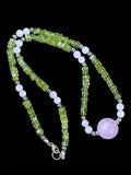 Peridot & Pink Kunzite Beaded Sterling Silver Necklace