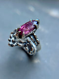 Pink Tourmaline Sterling Silver Ring Set Size 6