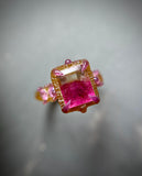 Bicolor Tourmaline & Pink Sapphire Bespoke Custom Ring