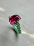 Pink Rubellite Tourmaline Crescent Moon Bespoke Custom Ring