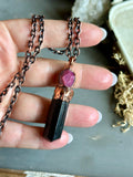 Tourmaline & Ruby Copper Necklace