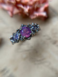 Milk Sapphire Crown Sterling Silver Ring Size 6.5