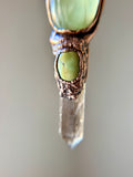 Golden Rutile/ Prehinite/ Tibetan Turquoise/ Smoky Quartz Copper Necklace