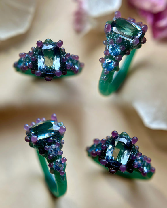 Tanzanite & Ceylon Sapphire Bespoke Custom Ring