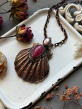 Real Seashell/ Rhodonite/ Pearl Copper Necklace