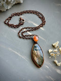 Labradorite & Orange Kyanite Copper Necklace