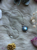 Labradorite Orb Sterling Silver Necklace