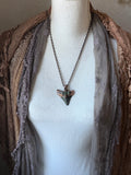 Mako Shark Tooth Fossil/ Tournaline Copper Necklace