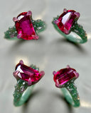 Pink Rubellite Tourmaline Crescent Moon Bespoke Custom Ring
