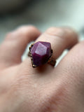 Faceted Ruby Copper Ring Size 8.5