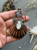 Pearl/ Aura Crescent Moon/ Sea Shell Copper Necklace