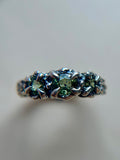 Triple Madagascar Sapphire Sterling Silver Ring Size 8.25