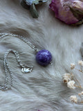 Charoite Orb Sterling Silver Necklace