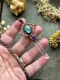 Mandala Clear Quartz/ Amethyst/ Kyanite Copper Necklace