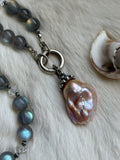 Baroque Pearl Beaded Serling Silver Necklace