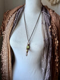 Golden Rutile/ Prehinite/ Tibetan Turquoise/ Smoky Quartz Copper Necklace