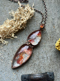 Fire Quartz & Faceted Hessonite Garnet Copper Necklace