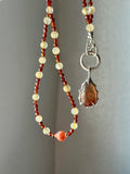 Sunstone/ Rutile/ Hessonite Garnet Sterling Silver Necklace