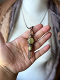 Golden Rutile/ Prehinite/ Tibetan Turquoise/ Smoky Quartz Copper Necklace