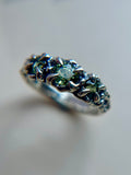 Triple Madagascar Sapphire Sterling Silver Ring Size 8.25
