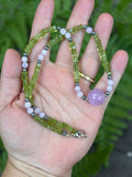 Peridot & Pink Kunzite Beaded Sterling Silver Necklace