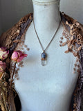 Iolite Sunstone/ Clear Quartz Point Copper Necklace