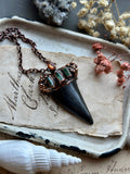 Mako Shark Tooth Fossil/ Sunstone/ Paprok Tourmaline Copper Necklace