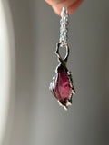 Dainty Pink Carved Tourmaline Sterling Silver Necklace