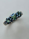 Triple Madagascar Sapphire Sterling Silver Ring Size 8.25