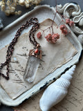 Clear Quartz Point & Hessonite Copper Necklace