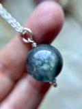 Black Aquamarine Orb Sterling Silver Necklace