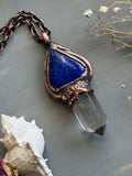 Lapis Lazuli/ Rare Silver Rutile Copper Necklace
